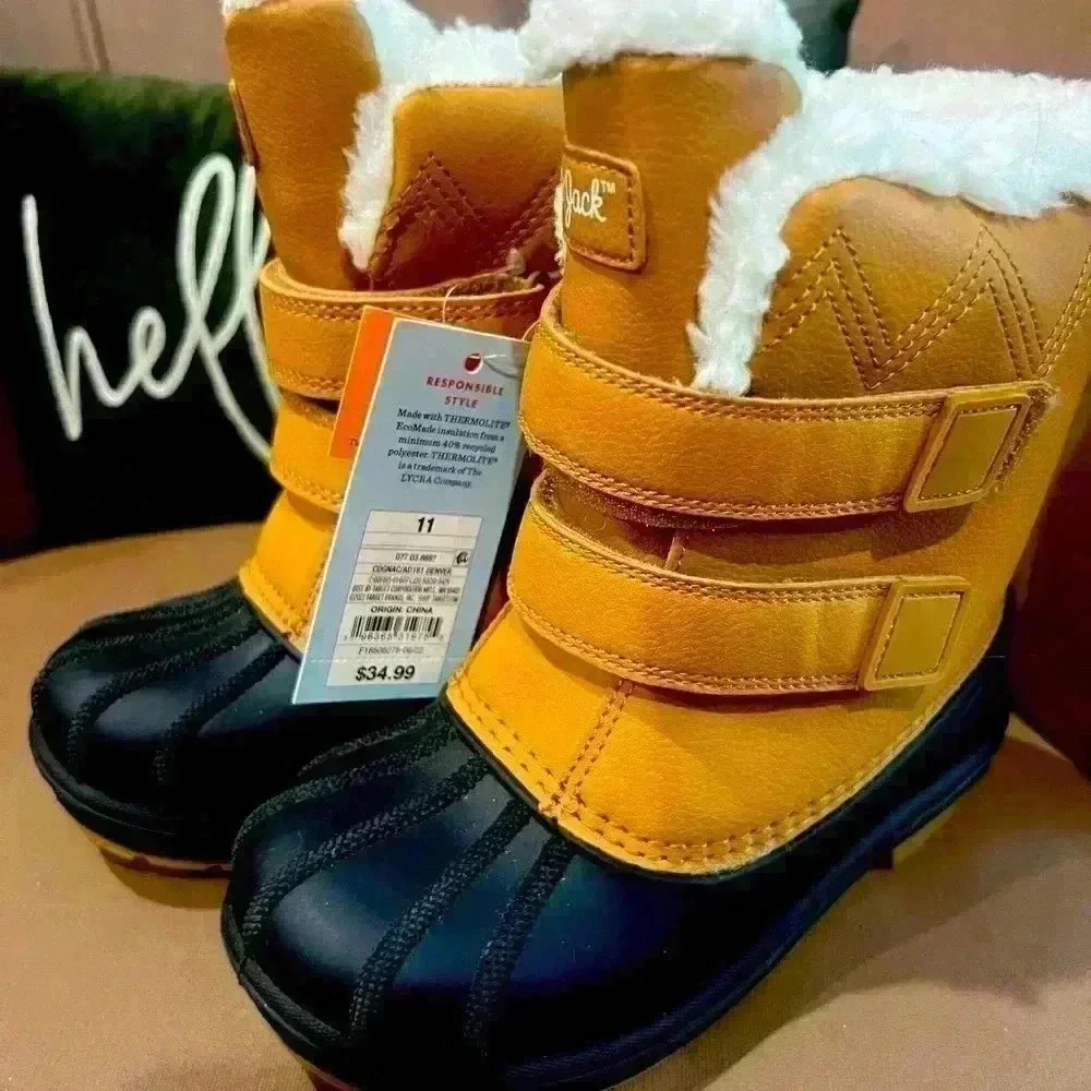 Cat & Jack Toddler Denver Waterproof Snow Boots Brown/Black Size 11